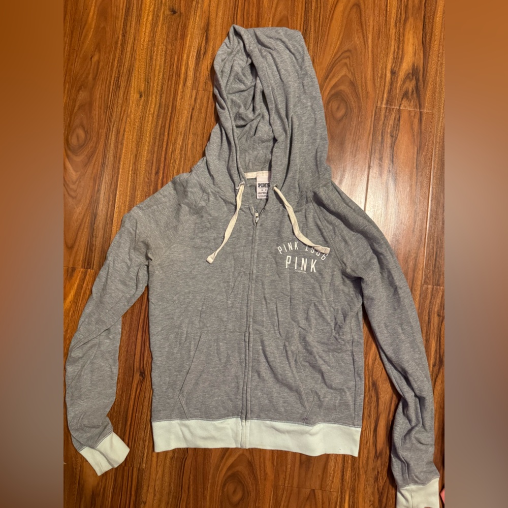 Victoria’s Secret pink gray full zip hoodie with mint bottom